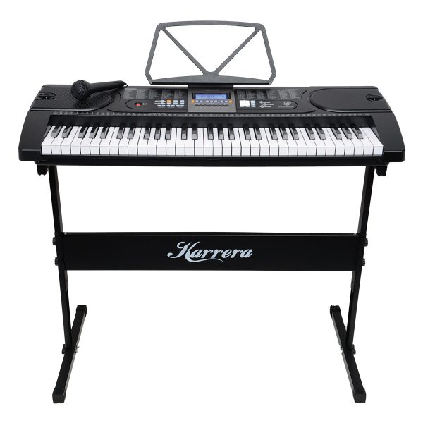 Karrera 61 Keys Electronic Keyboard Piano with Stand – Black