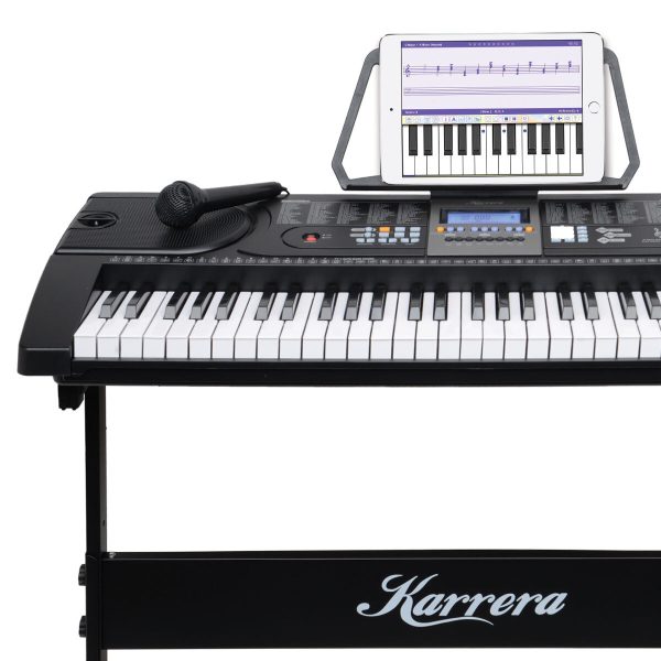 Karrera 61 Keys Electronic LED Keyboard Piano with Stand – Black