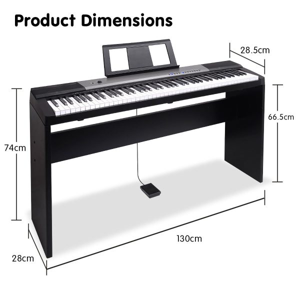 Karrera 88 Keys Electronic Keyboard Piano with Stand – Black