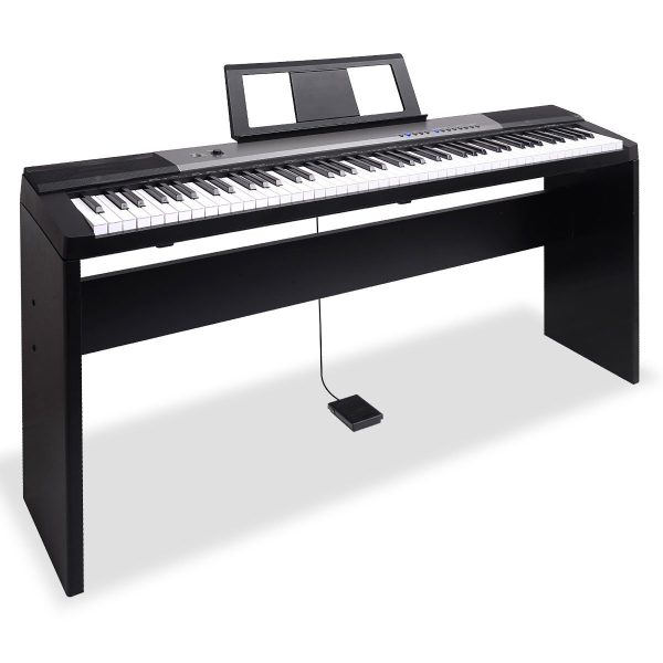 Karrera 88 Keys Electronic Keyboard Piano with Stand – Black