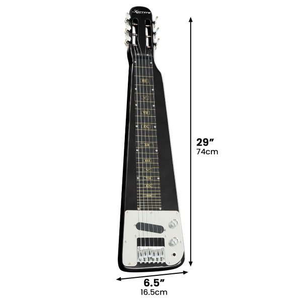 Karrera 29in 6-String Lap Steel Hawaiian Guitar – Black