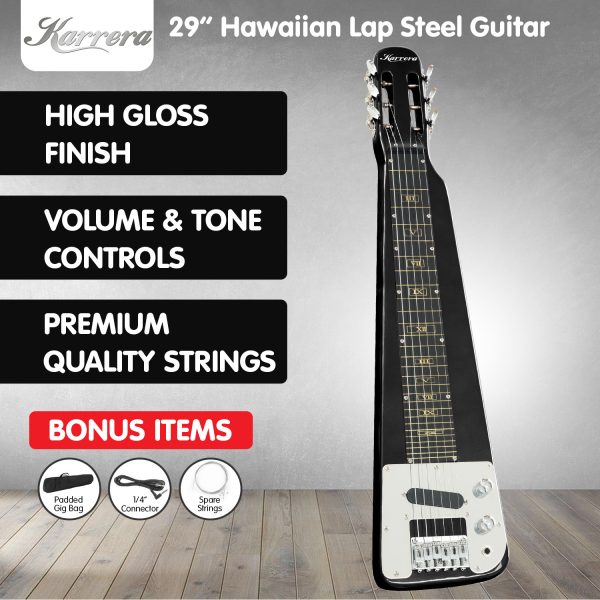 Karrera 29in 6-String Lap Steel Hawaiian Guitar – Black