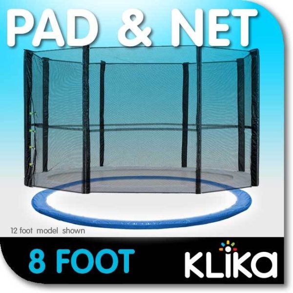 Trampoline Replacement Safety Pad and Net Round  Blue – 8 FT, Blue