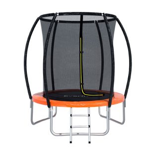 6FT Trampoline for Kids w/ Ladder Enclosure Safety Net Rebounder Orange