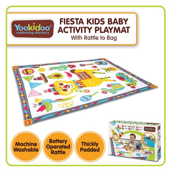 Yookidoo Fiesta Kids Baby Activity Playmat to Bag with Musical Rattle