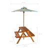 Kids Picnic Table with Parasol 79x90x60 cm Solid Acacia Wood