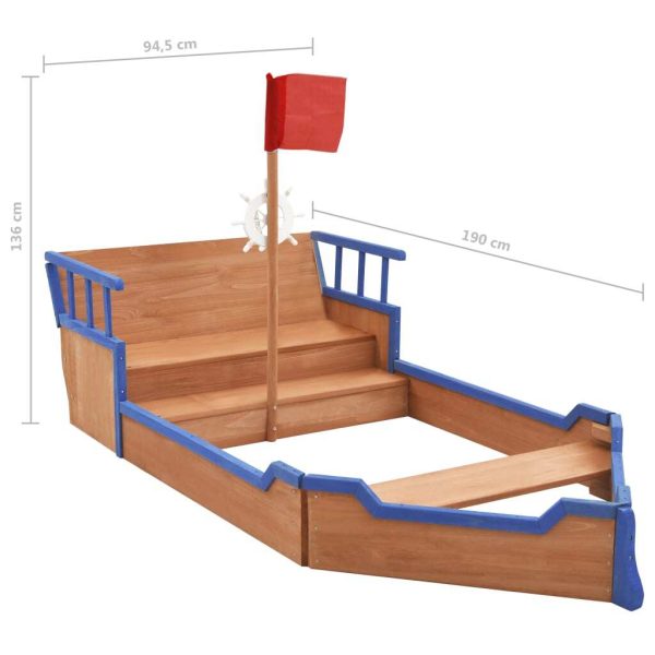Sandbox Pirate Ship Firwood 190×94.5×101 cm