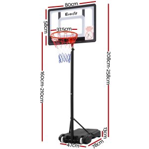 2.1M Basketball Hoop Stand System Adjustable Portable Pro Kids Clear