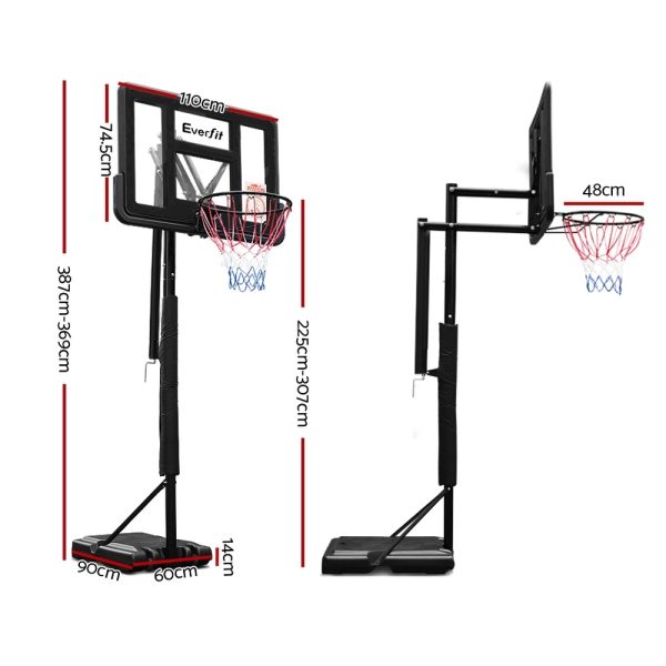 3.05M Basketball Hoop Stand System Ring Portable Net Height Adjustable – Black