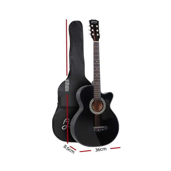 38 Inch Wooden Acoustic Guitar – 34″ Black