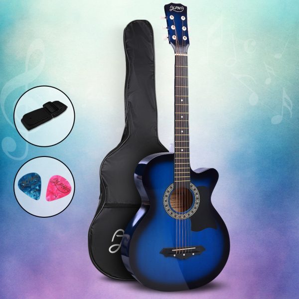 38 Inch Wooden Acoustic Guitar – 34″ Blue