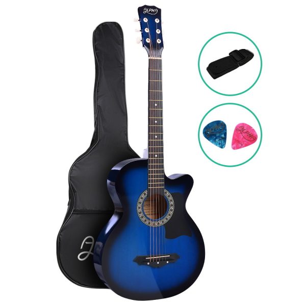 38 Inch Wooden Acoustic Guitar – 34″ Blue