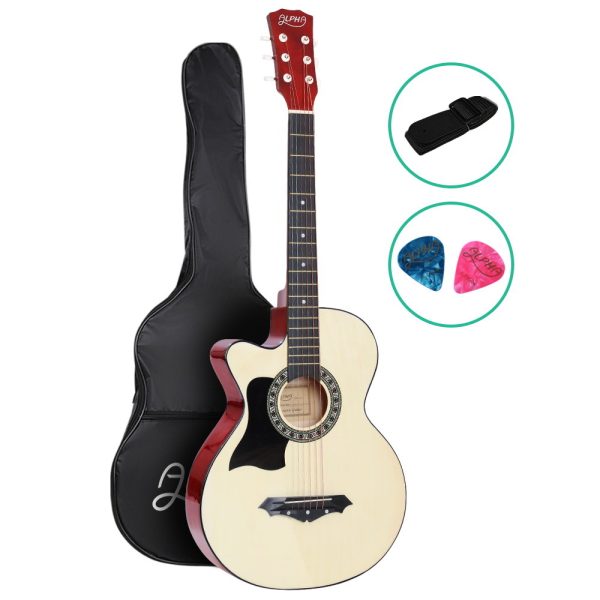 38 Inch Wooden Acoustic Guitar – 38″ Natural Left Handed