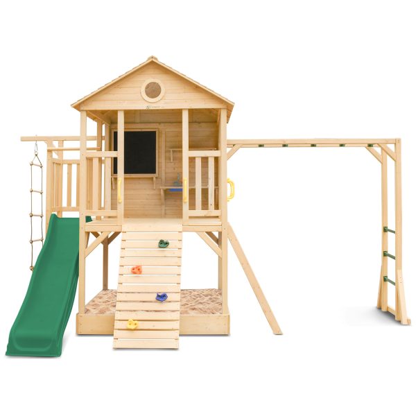 Kids Kingston Cubby House with 2.2m Slide – Green