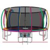 Trampoline Round Trampolines With Basketball Hoop Kids Present Gift Enclosure Safety Net Pad Outdoor – 16ft, MULTICOLOUR