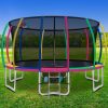 Trampoline Round Trampolines With Basketball Hoop Kids Present Gift Enclosure Safety Net Pad Outdoor – 16ft, MULTICOLOUR