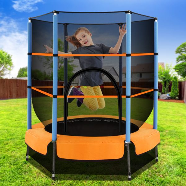 Trampoline 4.5FT Kids Trampolines Cover Safety Net Pad Ladder Gift – Orange