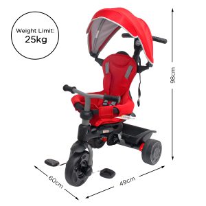 Veebee Explorer 3-Stage Kids Trike with Canopy – Red