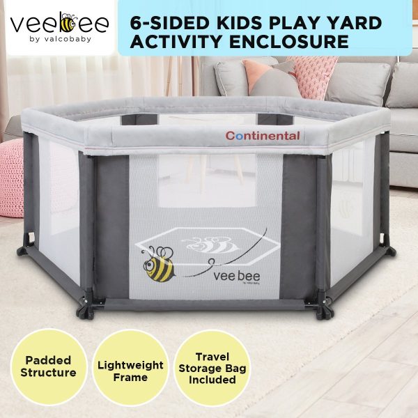 Veebee Continental 6 Sided Kids Play Yard Activity Enclosure