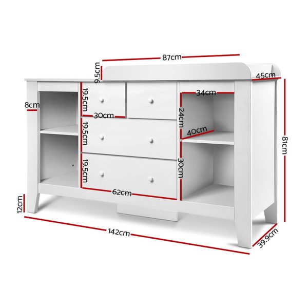 Baby Changing Table Diaper Station Drawers Chest Cabinet Nursery Furniture