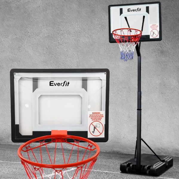 2.6M Basketball Hoop Stand System Adjustable Portable Pro Kids Clear