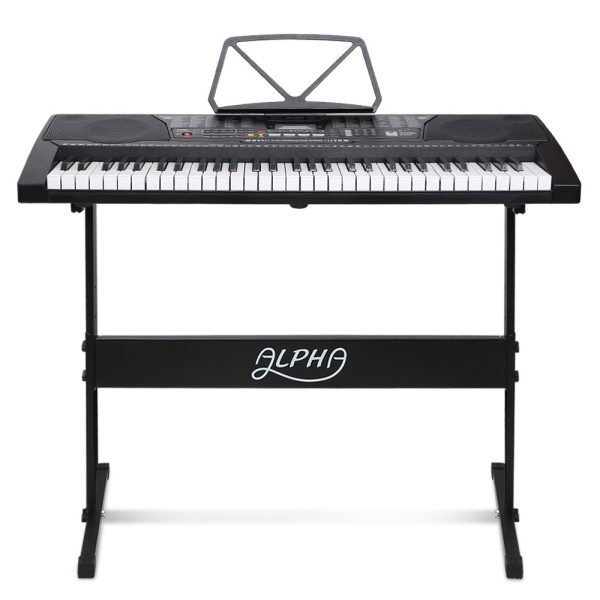 61 Keys Electronic Piano Keyboard Digital Electric w/ Stand Lighted Black