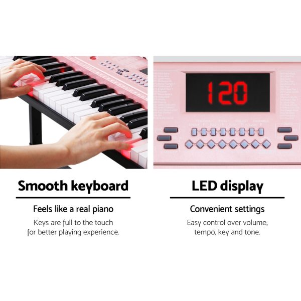 61 Keys Electronic Piano Keyboard Digital Electric w/ Stand Lighted Pink