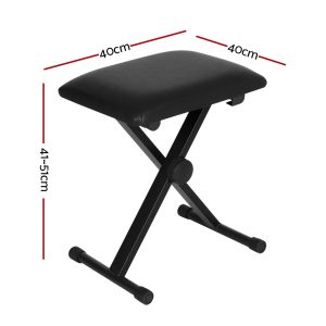 Piano Stool Adjustable Height Keyboard Seat Portable Bench Chair Black