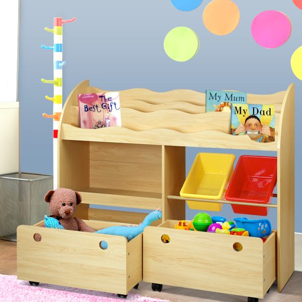 3 Tiers Kids Bookshelf Storage Children Bookcase Toy Box Organiser Display