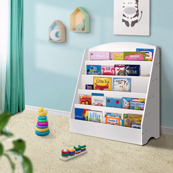 5 Tiers Kids Bookshelf Magazine Shelf Rack Organiser Bookcase Display – White