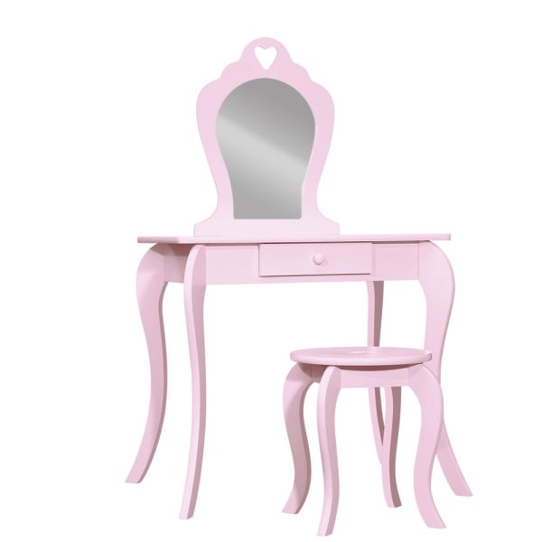 Kids Dressing Table Stool Set Vanity Mirror Princess Children Makeup Pink