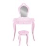 Kids Dressing Table Stool Set Vanity Mirror Princess Children Makeup Pink