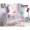 Kids Dressing Table Stool Set Vanity Mirror Princess Children Makeup Pink