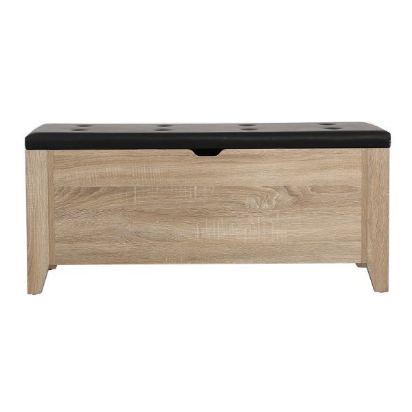 Storage Ottoman Blanket Box Leather Oak