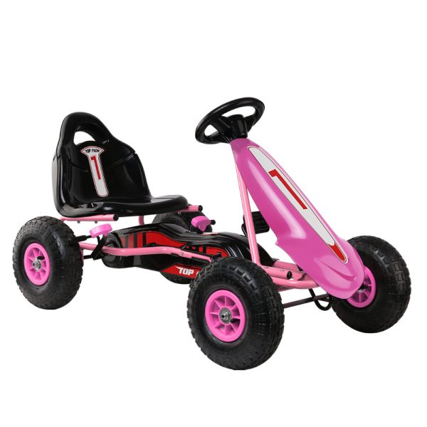 Kids Pedal Go Kart Car Ride On Toys Racing Bike Rubber Tyre Adjustable Seat – Pink