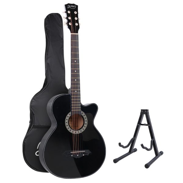 38 Inch Wooden Acoustic Guitar – 34″ Black Set