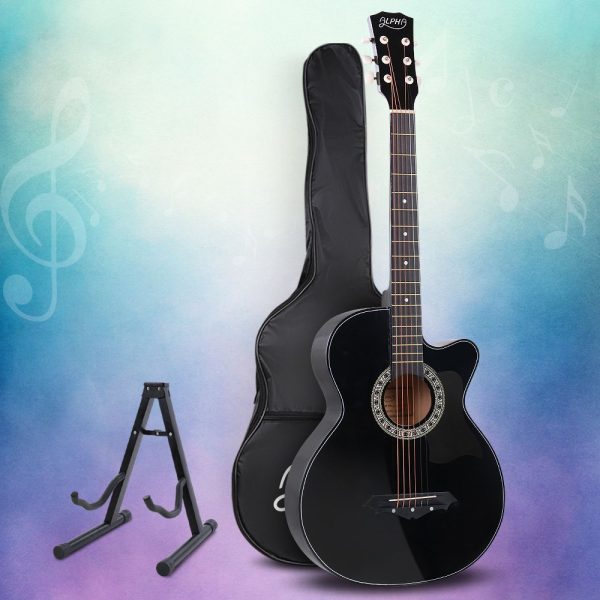 38 Inch Wooden Acoustic Guitar – 34″ Black Set