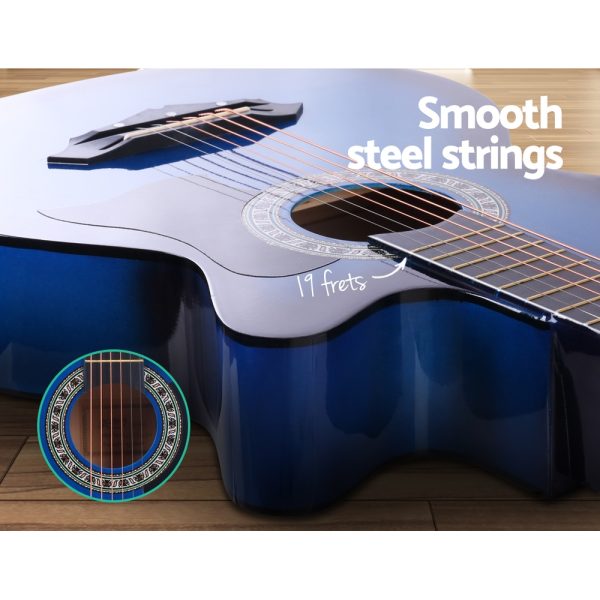 38 Inch Wooden Acoustic Guitar – 34″ Blue