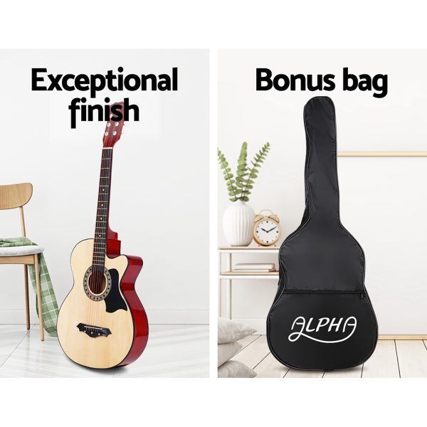 38 Inch Wooden Acoustic Guitar – 38″ Natural Set