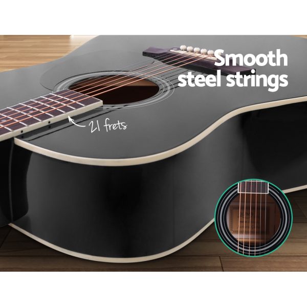 41 Inch Wooden Acoustic Guitar – 41″ Black