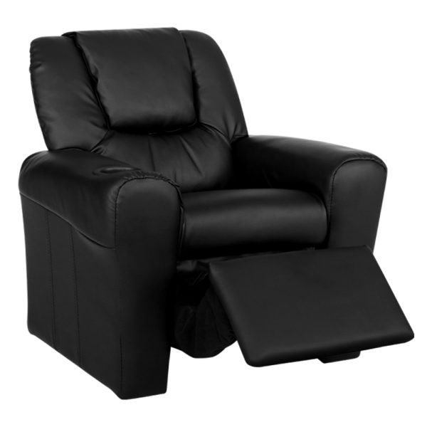 Kids Recliner Chair PU Leather Sofa Lounge Couch Children Armchair – Black