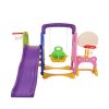 Kids Slide Swing Set Basketball Hoop Study Table Outdoor Toys 140cm Purple