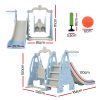 Kids Slide 170cm Extra Long Swing Basketball Hoop Toddlers PlaySet – Blue