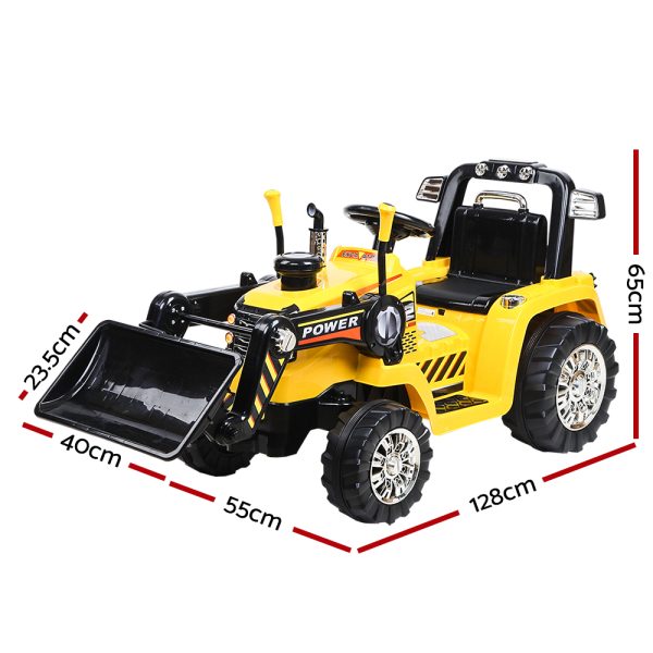 Kids Electric Ride On Car Bulldozer Digger Loader Remote 6V Yellow