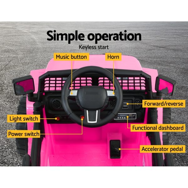 Kids Ride On Car Electric 12V Car Toys Jeep Battery Remote Control – Pink