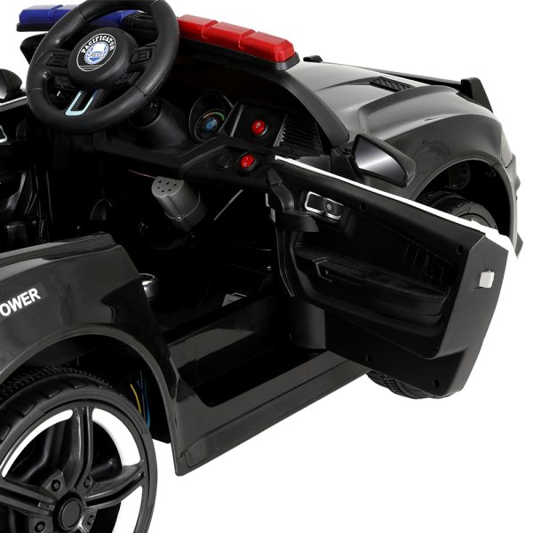 Kids Ride On Car Electric Patrol Police Cars Battery Powered Toys 12V – Black