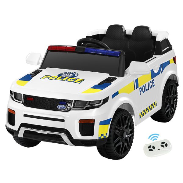 Kids Ride On Car Electric Patrol Police Toy Cars Remote Control 12V – White