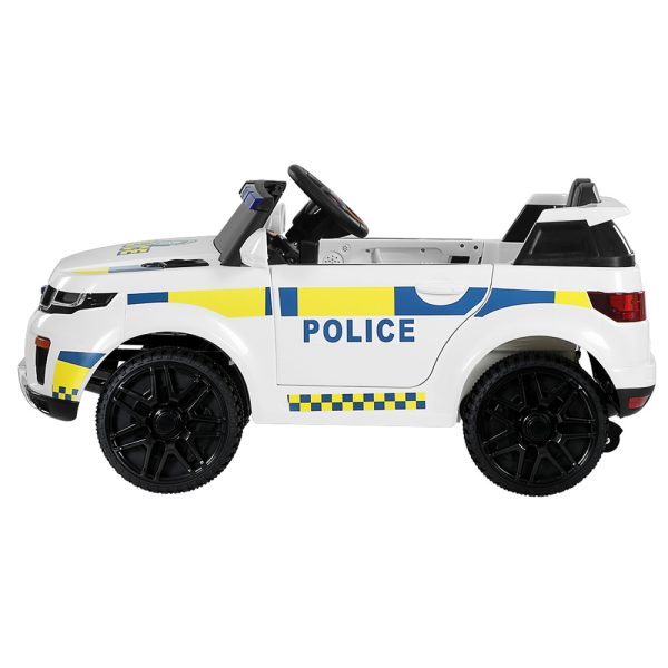 Kids Ride On Car Electric Patrol Police Toy Cars Remote Control 12V – White