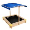 Wooden Outdoor Sand Box Set Sand Pit- Natural Wood – 101x101x113 cm