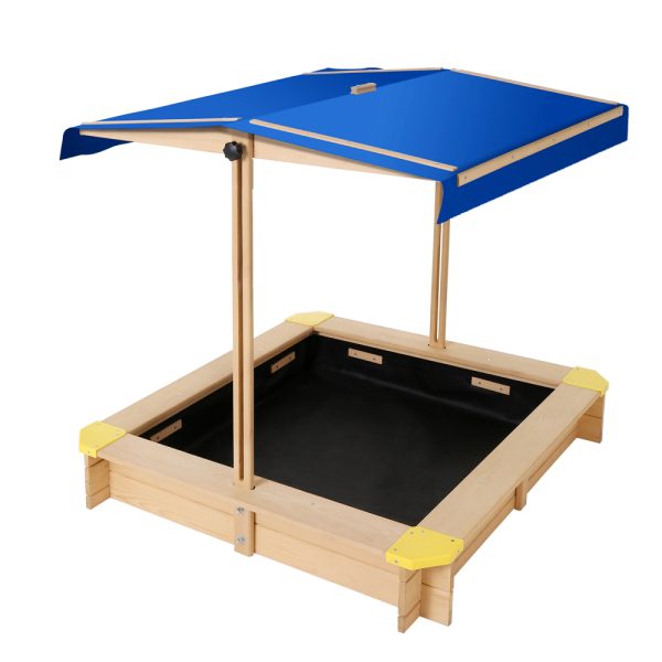 Wooden Outdoor Sand Box Set Sand Pit- Natural Wood – 101x101x113 cm